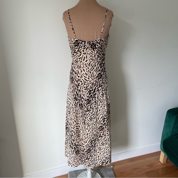 JOIE Janeil Ecru Leopard Print Lyocell Twill Sleeveless Midi Slip Dress EUC Sz 4 - Picture 5 of 11